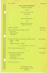 Tableaux de provence piano accompaniment, alto saxophone by paule maurice. Brian Minor Alto Saxophone Ball State University School Of Music Concert And Event Programs Ball State University Digital Media Repository