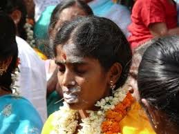 Some people in Southern India pierce the tongue with a skewer to...