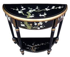 Oriental Chinese Furniture Blossom Half Moon Table Black Lacquer Half Moon Console Table Half Moon Table Moon Table