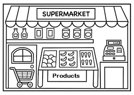 Shopping At Supermarket Coloring Page For Kids Coloring Pages For Kids Coloring For Kids Coloring Pages