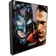 Batman vs superman poster plaque with quote god versus man, day versus night bringing a unique and artistic flair to pop culture. Batman Vs Superman Pop Art Poster God Versus Man Day Verus Night