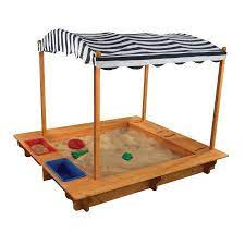 Kidkraft Outdoor Sandbox With Canopy Navy White Walmart Com In 2021 Sandbox With Canopy Kids Sandbox Sandbox