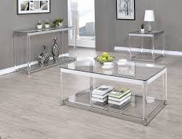 Search for 3 piece glass coffee table set with us. Coaster Claude Chrome 3 Piece Glass Top Coffee Table Set Luchy Amor Furniture