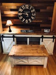 Barn Door Tv Stand W Matching Coffee Table Etsy In 2020 Barn Door Tv Stand Tv Stand And Coffee Table Living Room Tv Stand