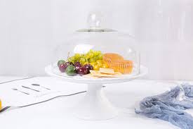 Libbey® glass acacia wood cake stand with dome. Buy Jusalpha 12 Inches White Porcelain Decorative Cake Stand Cupcake Stand Cs01 Glass Dome Online In Jordan B07f5wzmbz