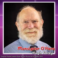 💜 It's time for us to introduce the cast of Sister Act! 💜 Starting off  our character reveals is Hugh, Amy and Aria! Hugh is no stranger to the  Conquest stage having