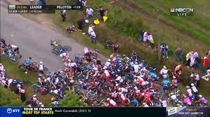 The tour de france was thrown into chaos after a fan caused a massive crash that wiped out half of the peloton. Wwkmubxjhmf Vm