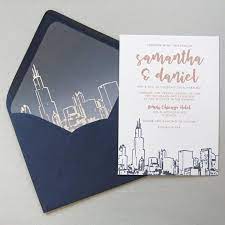 Chicago Skyline Wedding Invitation Suite Navy And Champagne Wedding Invitations With Images Skyline Wedding Wedding Invitations Wedding Invitations Champagne