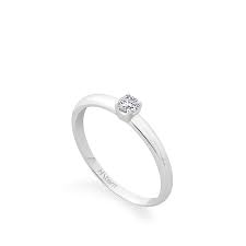 Anel Solitario De Ouro Branco 18k Polido Com Diamante Redondo Antares 0 10ct Hstern