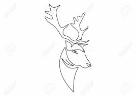 Deer Or Reindeer Head Continuous One Line Drawing Minimalist Line Drawing Drawings Reindeer Head