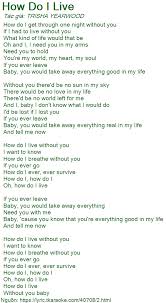 In the us, rimes's version peaked at no. Lá»i Bai Hat How Do I Live Trisha Yearwood