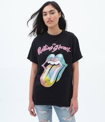Nyc '75 (snow wash) black. Rolling Stones Tie Dye Logo Boyfriend Graphic Tee