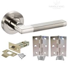 ··· modern lever handle on square rose for wooden door in zinc alloy metal with lock. Modern Interior Door Handle Pack Duo Polished Satin Chrome Latch Door Handles Ebay