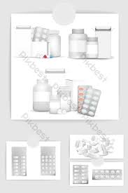 vector white medical drugs mockup graphic elements