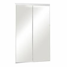 Pinecroft 72 In X 80 In Mirror 2 Panel Beveled White Frame Aluminum Sliding Door Pc07280co68 The Home Depot Aluminium Sliding Doors Sliding Doors Sliding Doors Interior
