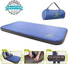 At 10cm thick, it feels more like a plush mattress than a conventional sleeping mat. Amazon Com Qomotop Single Self Inflating Foam Mattress 80 28 4 7 5 Lbs Portable Roll Up Camping Matt Camping Sleeping Pad Camping Mattress Sleeping Pads