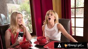 Kenna James seduces stepmom Cherie DeVille to lesbian sex under table