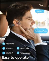 MONODEAL Bone Conduction Headphones with Mic,Open Ear Headphones Wirel