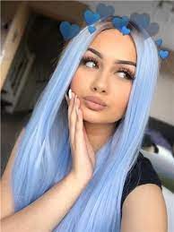 Long Light Cerulean Bright Blue Straight Synthetic Lace Front Wig Hair Styles Light Blue Hair Cool Hairstyles