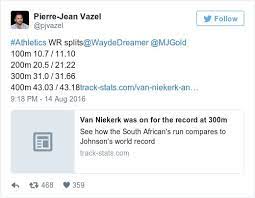 Wayde van niekerk 400m world record splits. Van Niekerk Vs Michael Johnson S Splits Album On Imgur