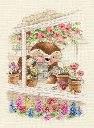 Cottage Window Country Companion Cross Stitch Kit Hedgehog Cross Stitch Cross Stitch Animals Cross Stitch Patterns