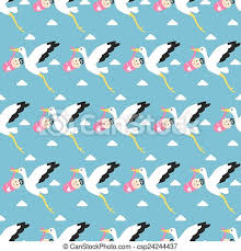 Storch Muster Tragen Hintergrund Kind Blaues Muster Himmelsgewolbe Seamless Gegen Clouds Storch Vektor Canstock