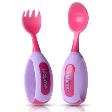 Kidsme Lavender Fork And Spoon Toddler Spoons Fork Set Feeding Toddlers