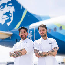 We're redefining inflight dining. Introducing Alaska Airlines Chef's (tray)  Table — our First Class dining program spotlighting top chefs from across  the West Coast. Joining the lineup alongside Chef Brandon Jew is