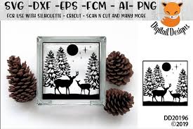 Download Glass Block Winter Forest Scene Christmas Deer Svg 704746 Cut Files Design Bundles