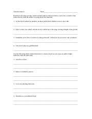 Each pair of sentences in the worksheet below demonstrate both direct and indirect characterization. Characterization Worksheet 1 Docx Characterization Name Read The Following Excerpts Which Include Indirect Characterization And Write A Sentence That Course Hero