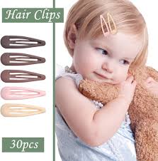 Focenat 30Pcs Metal Snap Hair Clips, Small Cute Candy Hairpins 5 Colors 4.8  cm