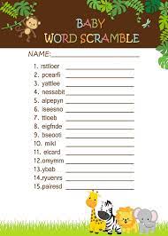 Safari Jungle Baby Shower Games Word Scramble Jungle Baby Shower Invites Jungle Baby Shower Safari Baby Shower