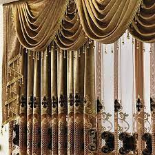 Amazon Com Gxi European Solid Brown Chenille Waterfall Blackout Curtain Valance With Beaded Lace Edge Luxur Luxury Curtains Curtains Valance Window Treatments