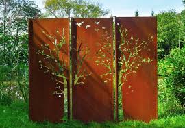 Garden Wall Tree Steel Rust Screen Garden Wall Garden Deco Tree Wall