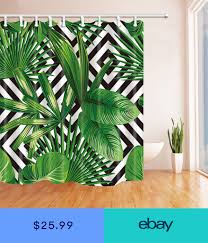 Green Tropical Palm Leaf Shower Curtain Waterproof Fabric 12hooks 71 106inches Tropical Shower Curtains Leaf Curtains Floral Shower Curtains