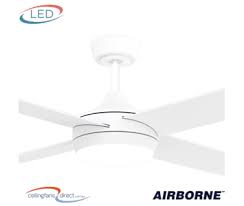 Silent bladeless fan with remote control airflow cooling low db offices. White Airborne Breeze Silent 48 1220mm Abs Energy Efficient Dc Ceiling Fan With 24w Led Light And Remote Ceiling Fans Direct