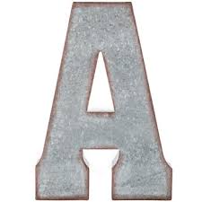 Standard shapes for large wall letters are common on ebay, but you can also get a series of unique shapes for them at inexpensive prices. Galvanized Metal Letter Wall Decor A Hobby Lobby 138537