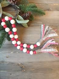 Farmhouse Beads Red White Check Mercari Wood Bead Garland Wooden Bead Garland Wood Beads Diy