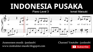 Indonesia Pusaka Not Balok Piano Level 3 Lagu Wajib Nasional Youtube