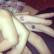 Sun And Moon Couple Finger Tattoo Idea Cool Tattoo Designs Finger Tattoos For Couples Finger Tattoos Best Couple Tattoos
