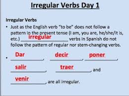 Irregular Yo Verbs Dar Decir Poner Salir Traer Venir __present Tense