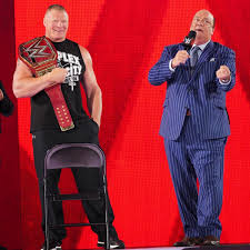 Brock Lesnar W Paul Heyman Congratulate Seth Rollins Victory With Images Brock Lesnar Kevin Owens Superstar