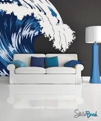 Zoomie kids wave wall border fabric wall decals will add a beautiful design element to any room whether you're looking to accent one wall or wrap it around the whole room. Graphic Idea For Painting A Wave Vinyl Wall Decal Blue Ocean Wave Mcrespo105 Beach Theme Bedroom Decor Vinyl Wall Decals Surf Room