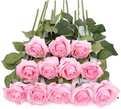 Wholesale artificial silk flowers & plants. Buy Ipopu 12 Pcs Pink Silk Flowers Real Touch Roses Artificial Flowers Bulk Rose Pink White Latex Silk Roses Bouquets Floral Arrangement For Home Wedding Party Garden Bridal Decorations Diy Pink White