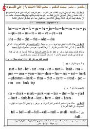 مذكرة تعليم الاطفال قراءة كلمات اللغة الانجليزية بطريقة فونيكس Phonics