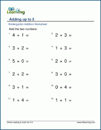 Single Digit Addition Worksheets For Preschool And Kindergarten K5 Learning Addition Worksheets Kindergarten Addition Worksheets Worksheets