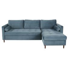 Ausziehbares 4 Sitzer Ecksofa Mit Blauem Samtbezug Samt Ecksofa Ecksofa Und Sofa