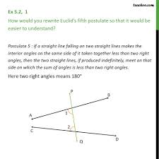 12 euclidean geometry & transformations. Ex 5 2 1 How Would You Rewrite Euclid S Fifth Postulate