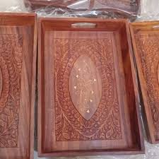 Popular wooden serving tray products. Wooden Serving Tray With Inlay Rosewood Wooden Tray Pakistan Handicrafts Wooden Decoration Tray Solid Wood Kitchen Tray Buy Wooden Antique Wood Plates Carved Wood Name Plates Product On Alibaba Com
