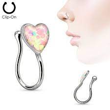 Body Accentz Glitter Heart Non Piercing Nose Clip Nose Ring Stud Sold Individually White Walmart Com In 2021 Fake Nose Rings Nose Ring Stud Nose Rings Hoop